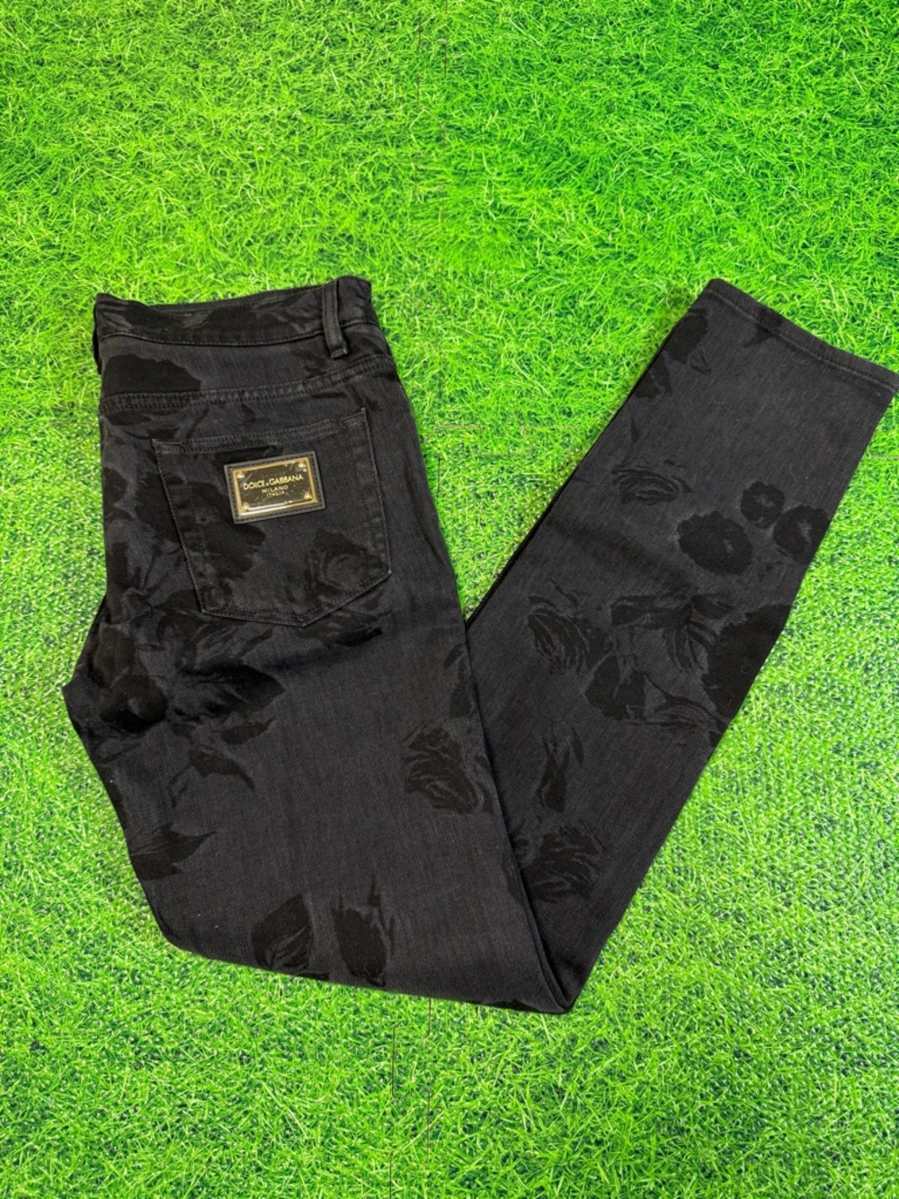 DOLCE & GABBANA Laser-etched Rose Design Skinny Jeans Mens Size IT 48 US 32 NWT